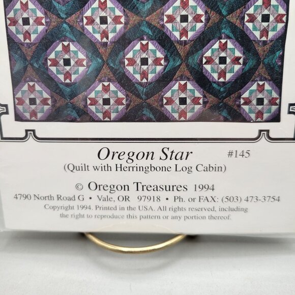 Oregon Star Quilt Pattern Herringbone Log Cabin Design Oregon Treasures 1994 - Picture 3 of 4